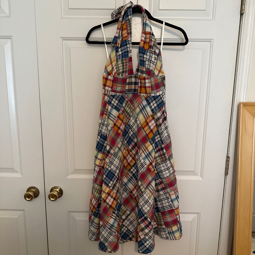J. Crew Factory madras halter dress NWT